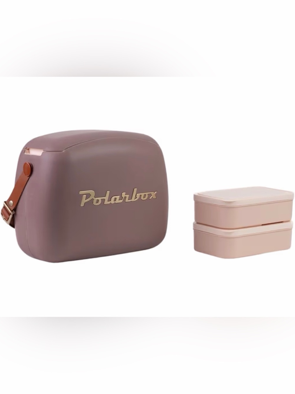 Polarbox Compact Cooler 6L Mulberry Gold with Blush Containers